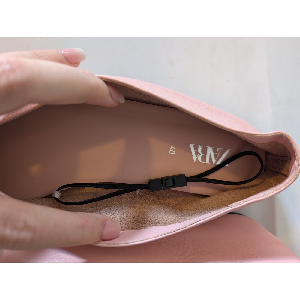 Zara Pink Ballet Flats minimalist square toe NWOT sz EU 40 US 9 - Picture 4 of 6